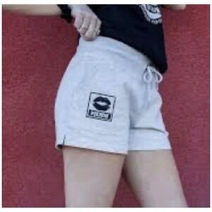 VIXXON XL Women Terry Micro Shorts Gray Fleece Sweat Short Drawstring Biker Moto